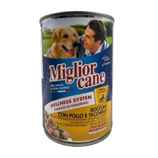 Miglior Cane Tavuklu ve Hindili Yetişkin Köpek Konservesi 405g