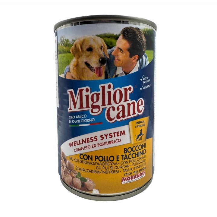 Miglior Cane Tavuklu ve Hindili Yetişkin Köpek Konservesi 405g