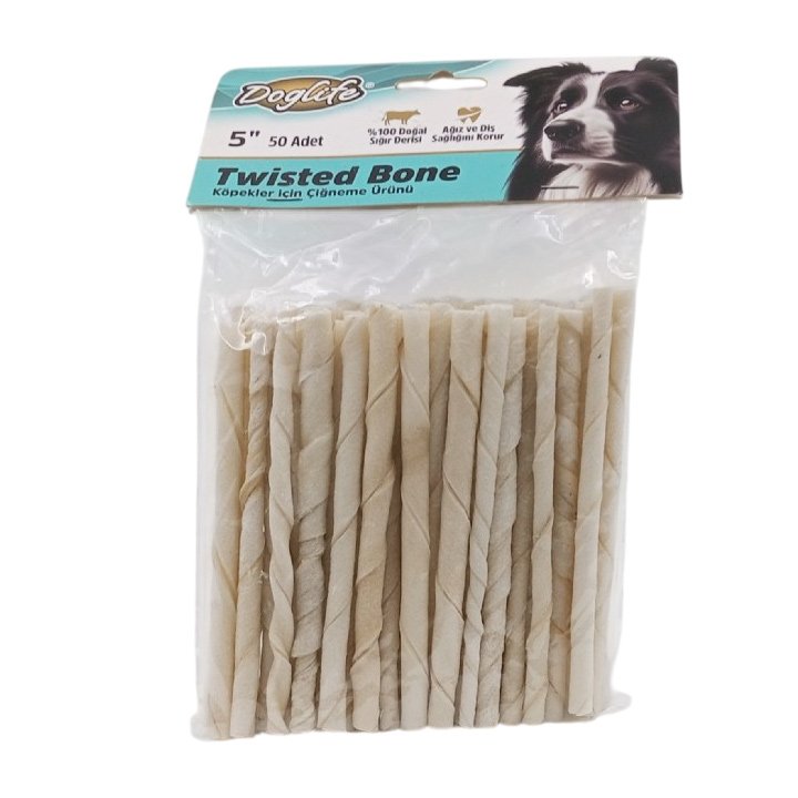 Doglife Beyaz Burgu Çubuk Köpek Ödülü 5–6 G 50 Adet