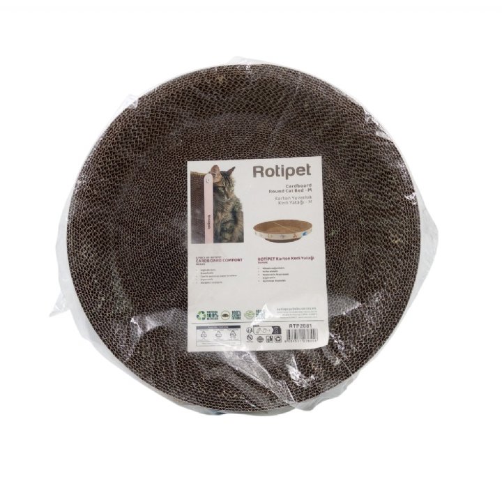 Rotipet RTP2081 Karton Yuvarlak Kedi Yatağı ve Tırmalama - M