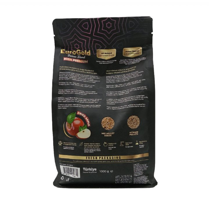 Eurogold Deluxe Elmalı Muhabbet Kuşu Yemi 1000g