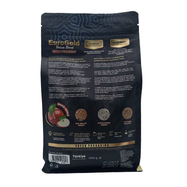 Eurogold Deluxe Elmalı Paraket Yemi 1000g