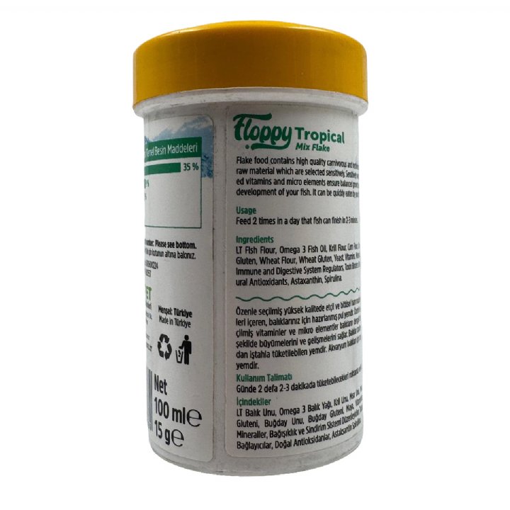 Floppy Tropical Mix Flake Balık Yemi 100 mL