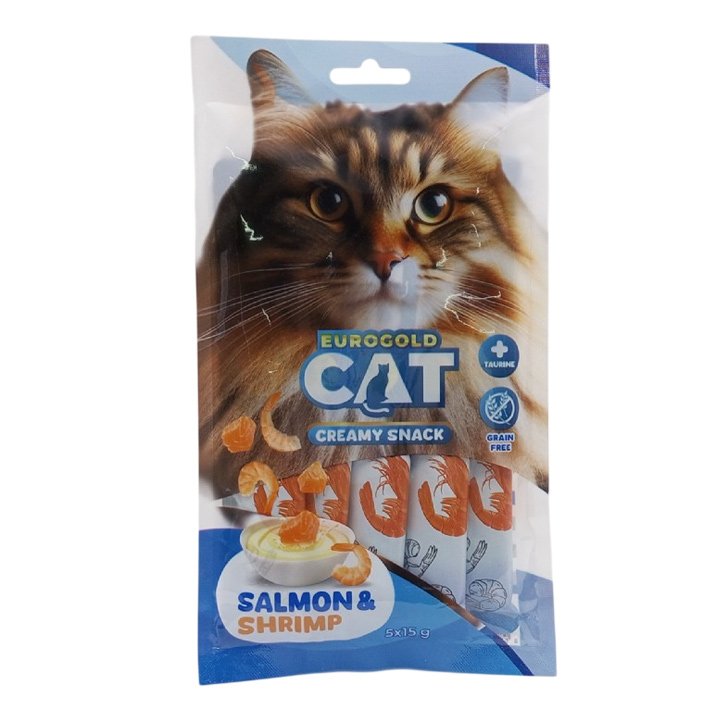 Eurogold Somonlu ve Karidesli Sıvı Kedi Ödül Maması 5x15g