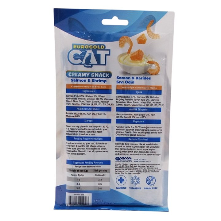 Eurogold Somonlu ve Karidesli Sıvı Kedi Ödül Maması 5x15g