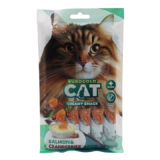 Eurogold Somonlu ve Kızılcıklı Sıvı Kedi Ödül Maması 5x15g