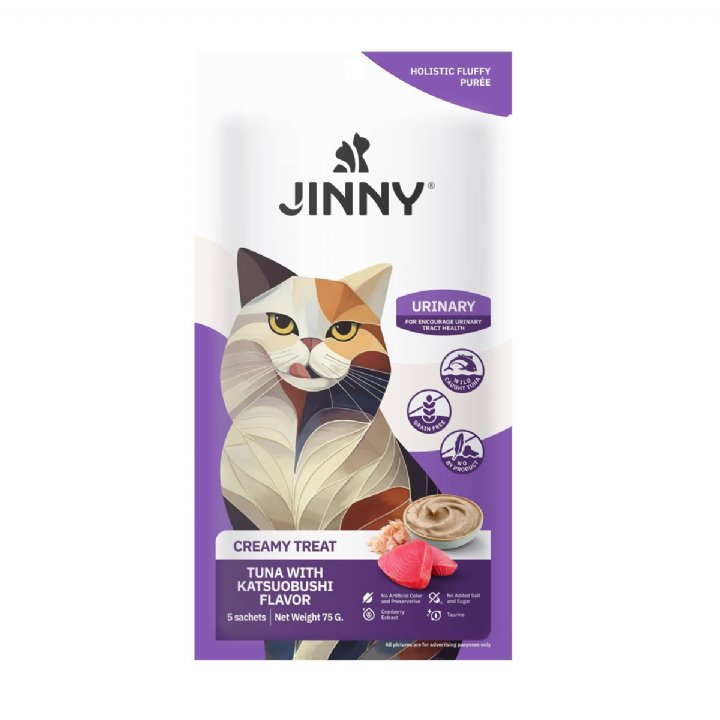 Jinny Creamy Treat Ton Balıklı ve Katsuobushi Aromalı Sıvı Kedi Ödül Maması 5x15g
