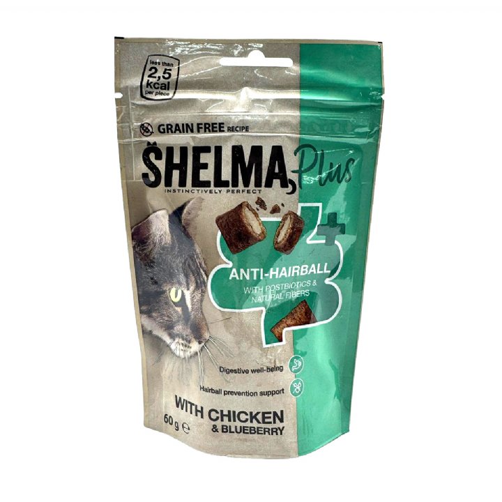 Shelma Plus Tavuklu ve Yaban Mersinli Kedi Ödülü 60g - Anti Hairball