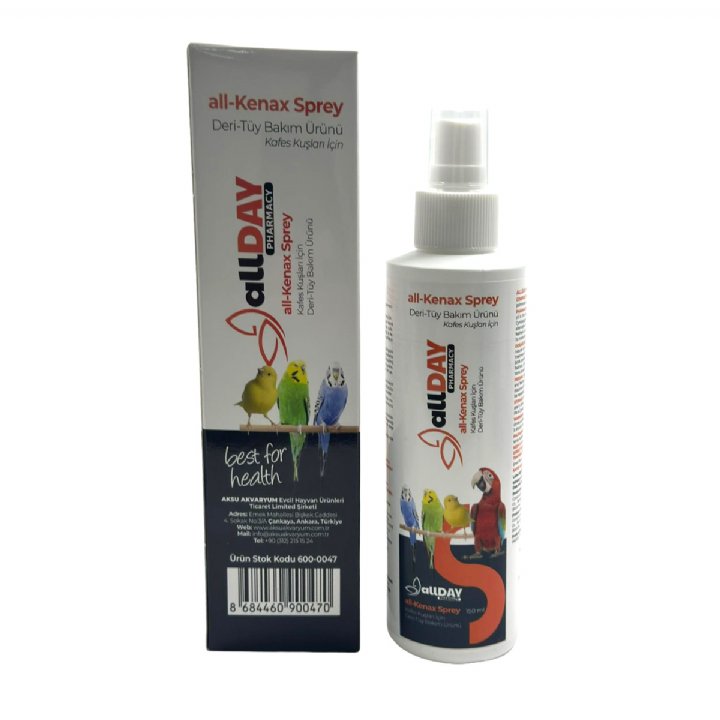 Allday all-Kenax Sprey - Deri ve Tüy Bakım Spreyi Kafes Kuşları İçin 150 mL