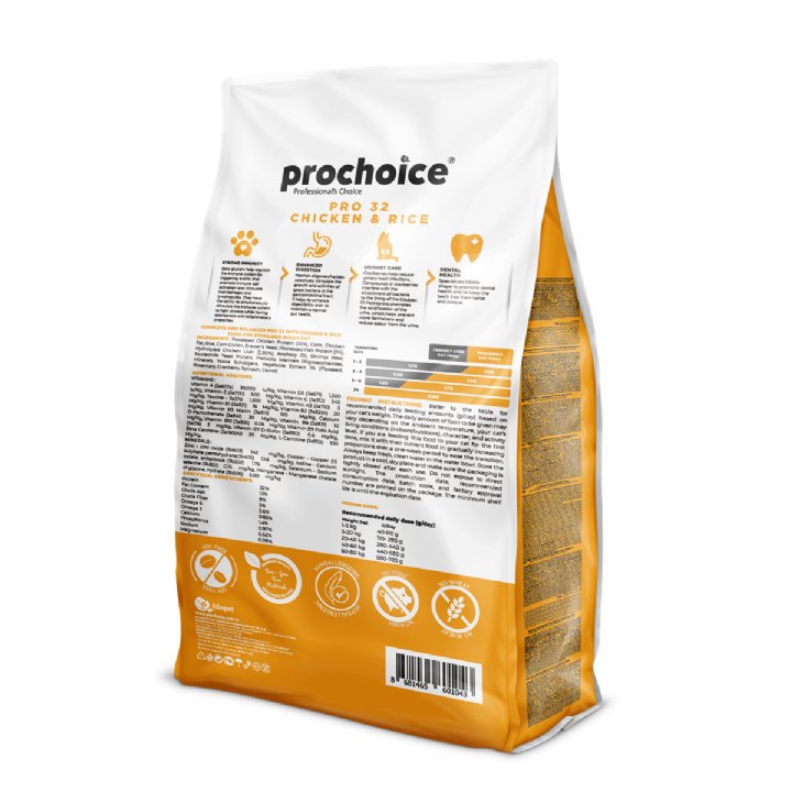 Prochoice Pro 32 Tavuklu ve Pirinçli Kısırlaştırılmış Kedi Maması 2kg - Hipoalerjenik