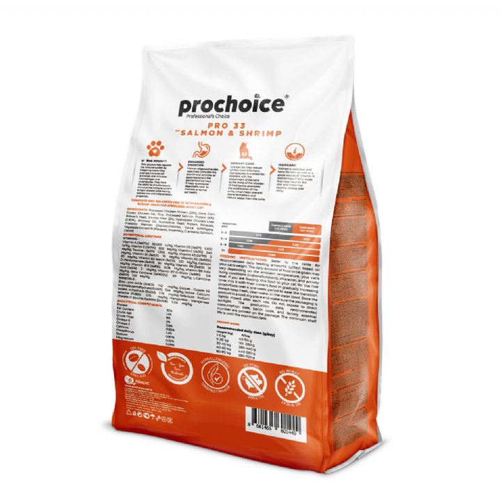 Prochoice Pro 33 Somonlu ve Karidesli Yetişkin Kedi Maması 2kg - Hipoalerjik