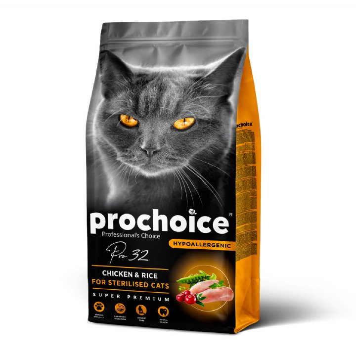 Prochoice Pro 32 Tavuklu ve Pirinçli Kısırlaştırılmış Kedi Maması 15kg