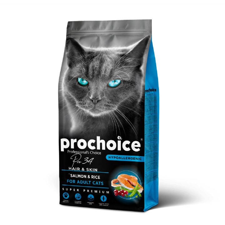 Prochoice Pro 34 Somonlu ve Pirinçli Yetişkin Kedi Maması 15kg - Hipoalerjenik
