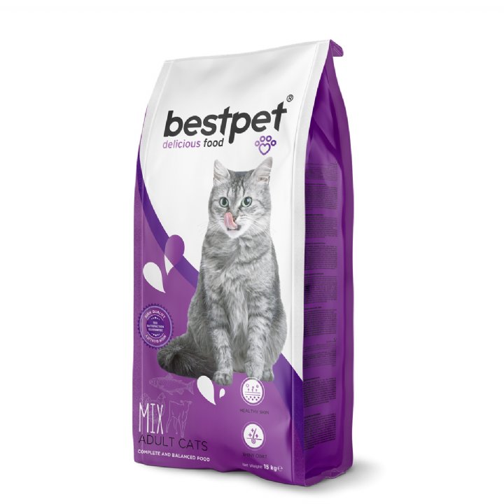 Bestpet Tavuklu Kuzu Etli ve Balıklı Mix Yetişkin Kedi Maması 15kg
