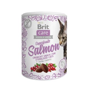 Brit Care Somonlu - Kızılcıklı ve Kuşburnulu Superfruits Kısırlaştırılmış Kedi Ödül Maması 100g