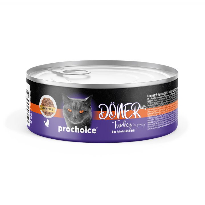 Prochoice DÖNER Bites Hindili Yetişkin Kedi Konservesi Soslu 70g