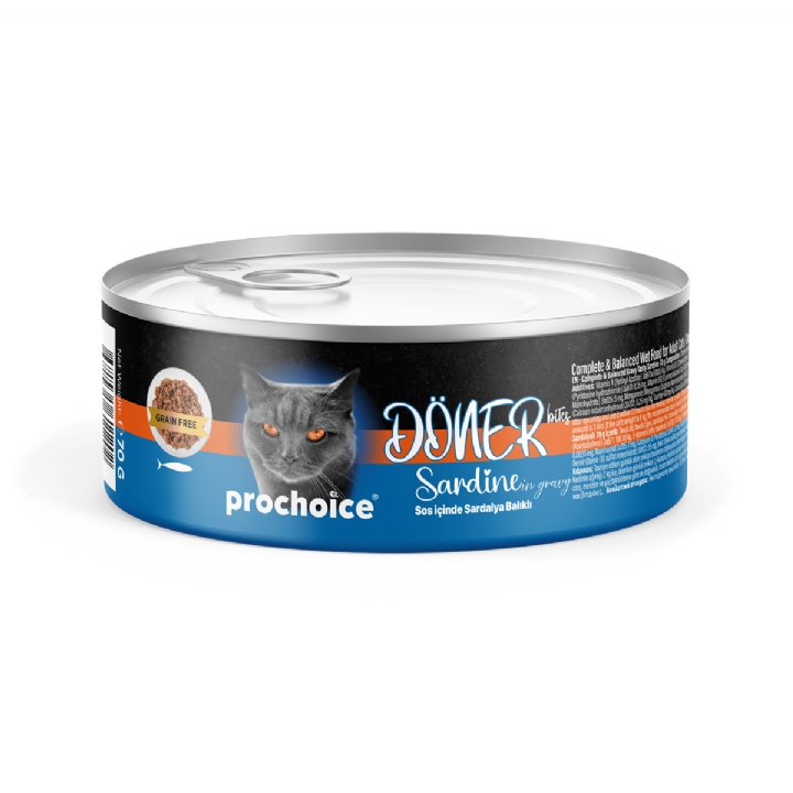 Prochoice DÖNER Bites Sardalyalı Yetişkin Kedi Konservesi Soslu 70g