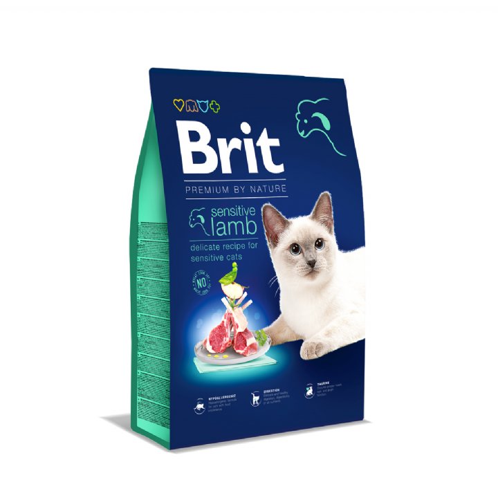 Brit Premium Kuzu Etli Sensitive Hipoalerjenik Kedi Maması 8kg - (Hassas Sindirimli Kediler İçin)