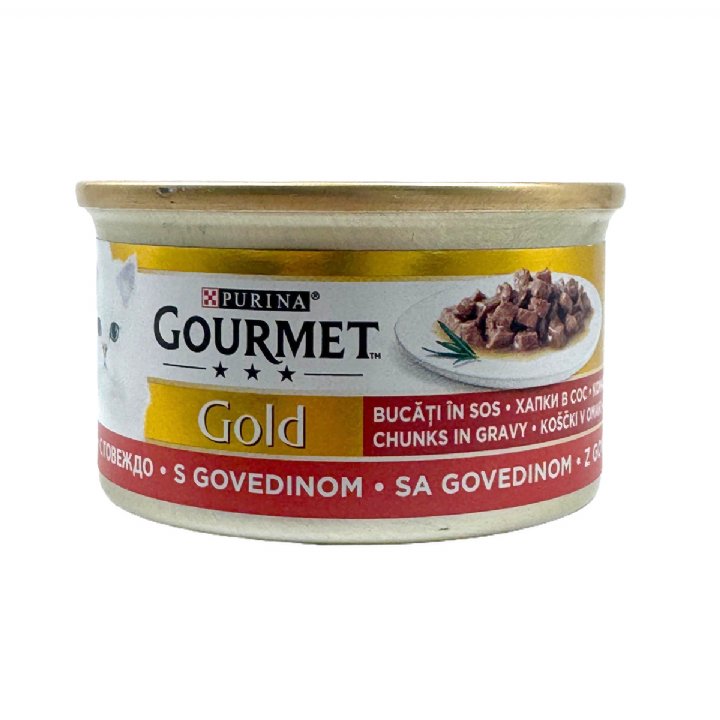 Gourmet Gold Sığır Etli Yaş Kedi Konservesi 24x85gr - Parça Etli