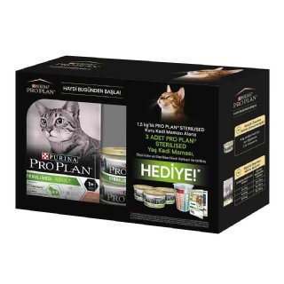 Pro Plan Somonlu ve Ton Balıklı Kısırlaştırılmış Kedi Maması 1,5kg + Yaş Kedi Maması 3x85gr (Hediyeli)
