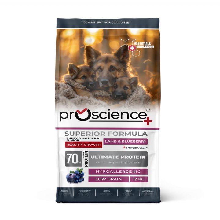 Proscience Kuzu Etli ve Yaban Mersinli Anne ve Yavru Köpek Maması 12kg - Hipoalerjenik