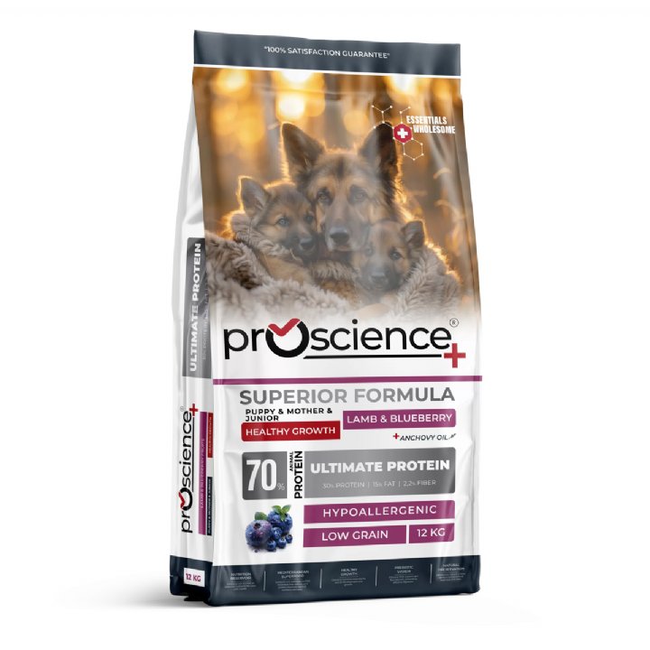 Proscience Kuzu Etli ve Yaban Mersinli Anne ve Yavru Köpek Maması 12kg - Hipoalerjenik