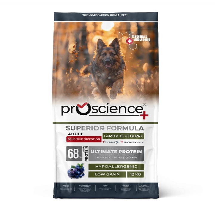 Proscience Kuzu Etli ve Yaban Mersinli Yetişkin Köpek Maması 12kg - Hipoalerjenik