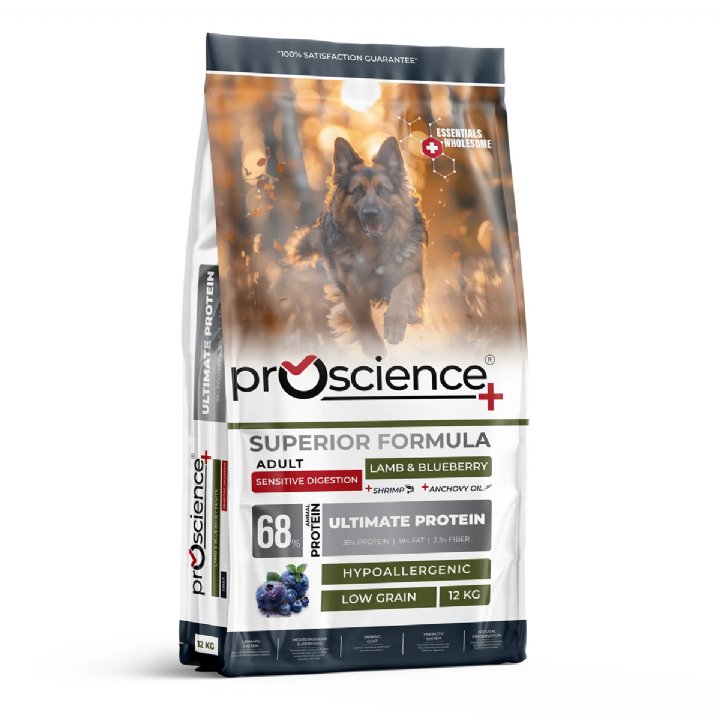 Proscience Kuzu Etli ve Yaban Mersinli Yetişkin Köpek Maması 12kg - Hipoalerjenik
