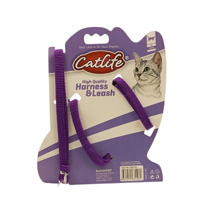 Catlife Göğüs Tasması + Gezdirme Mix Color Basic