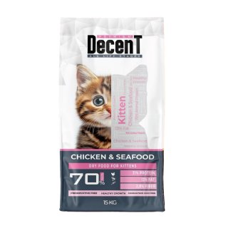 Decent Tavuklu ve Deniz Ürünlü Yavru Kedi Maması 15kg