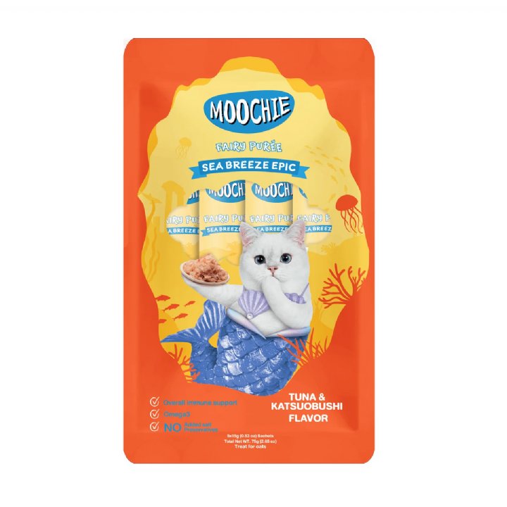 Moochie Ton Balıklı ve Katsu Aromalı Sıvı Kedi Ödül Maması 5x15g