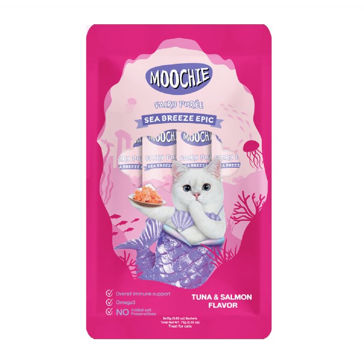 Moochie Ton Balıklı ve Somonlu Sıvı Kedi Ödülü 5x15g