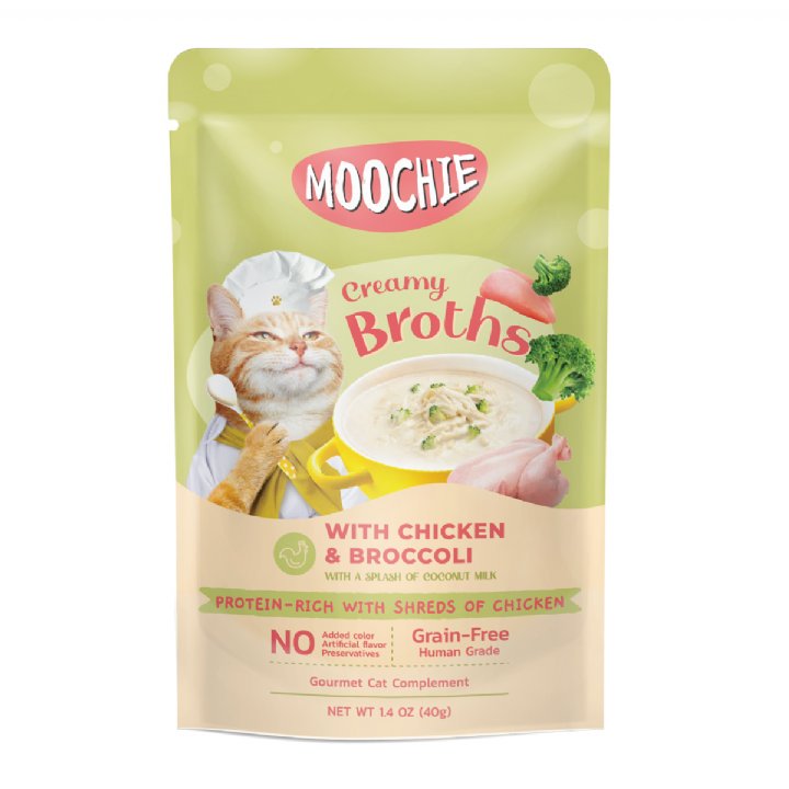Moochie Tavuklu ve Brokolili Çorba 40g - Kedi Ödülü
