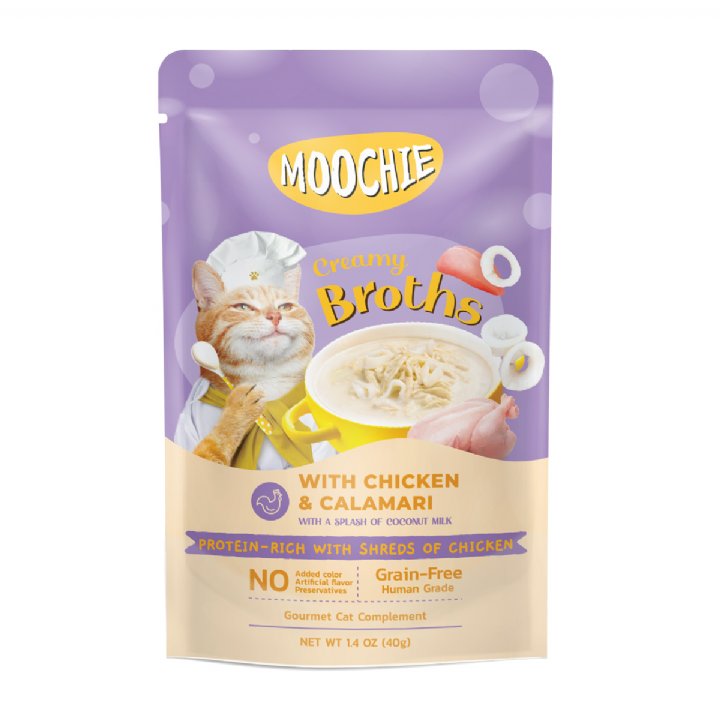 Moochie Tavuklu ve Kalamarlı Çorba 40g - Kedi Ödülü