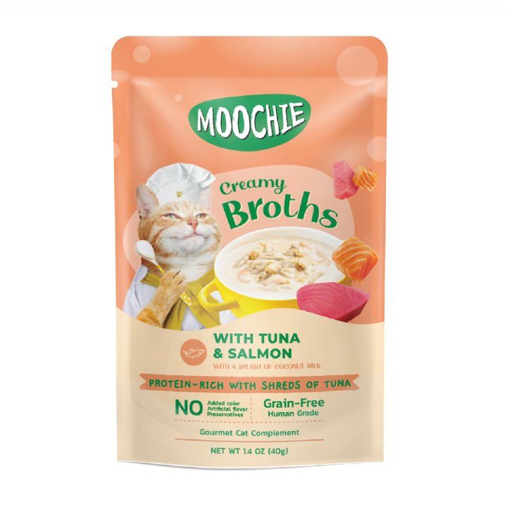 Moochie Ton Balıklı ve Somonlu Çorba 40g - Kedi Ödülü