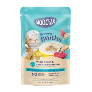 Moochie Ton Balıklı ve Yeşil Dudaklı Midyeli Çorba 40g - Kedi Ödülü