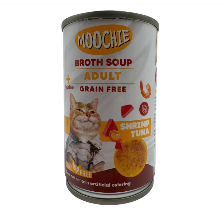 Moochie Karidesli ve Ton Balıklı Yetişkin Kedi Et Suyu Çorbası 135 Ml