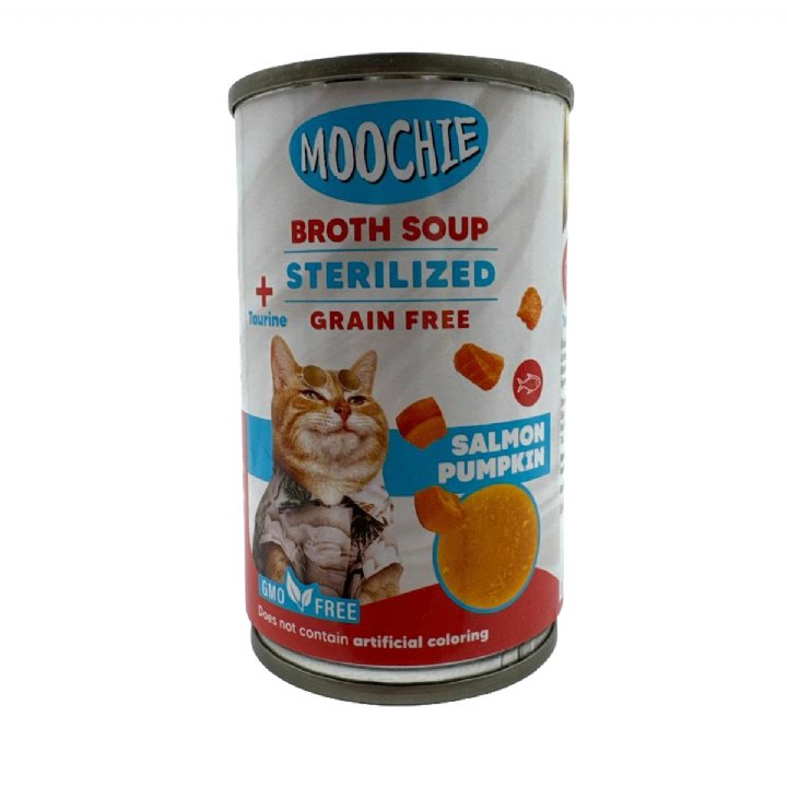 Moochie Somonlu ve Balkabaklı Kısırlaştırılmış Kedi Et Suyu Çorbası 135 Ml